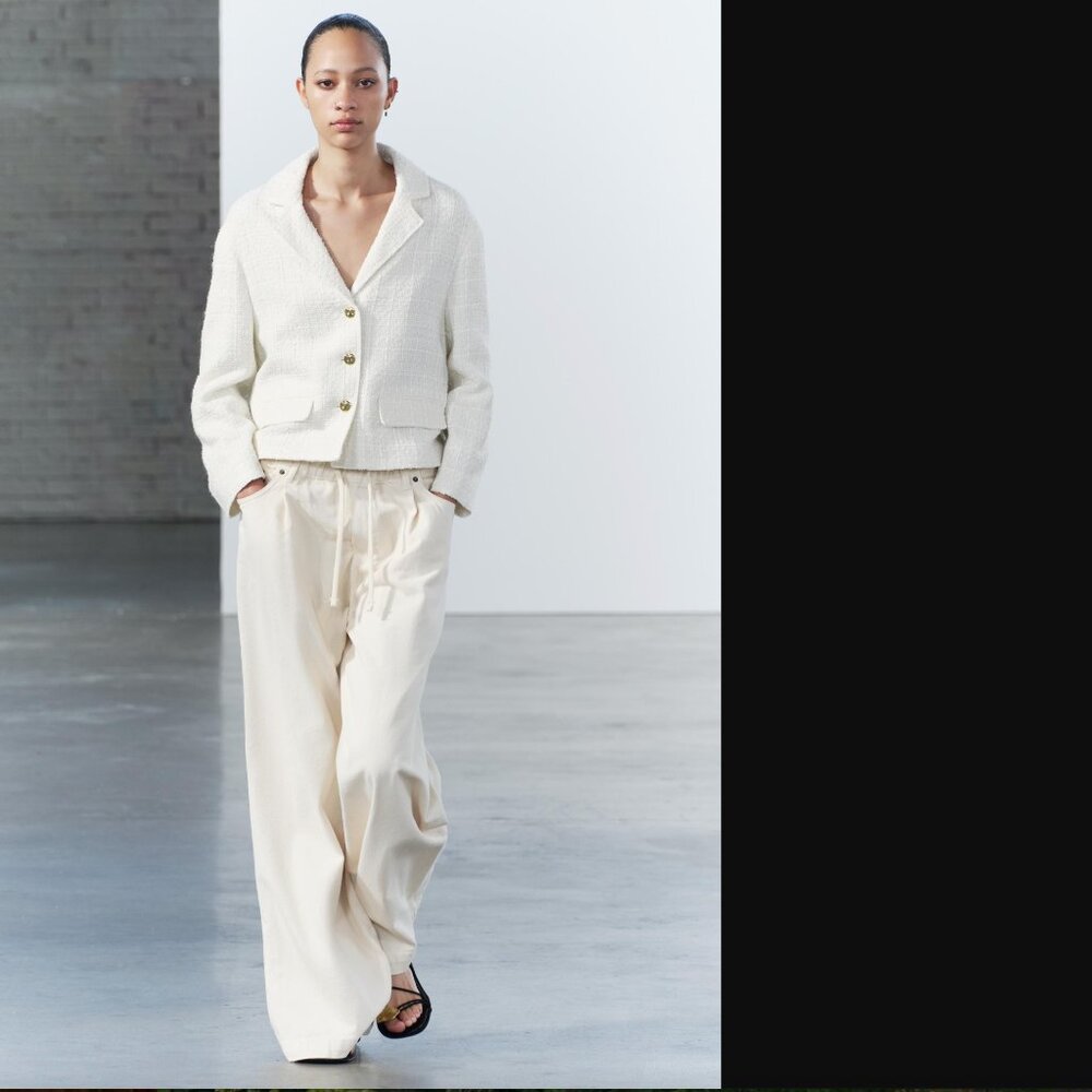 ZARA ZW COLLECTION WOMEN ECRU TEXTURED BLAZER SIZE XS or S NWT